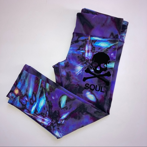 soulcycle Pants - Soulcycle Skull Capri Leggings Blue L